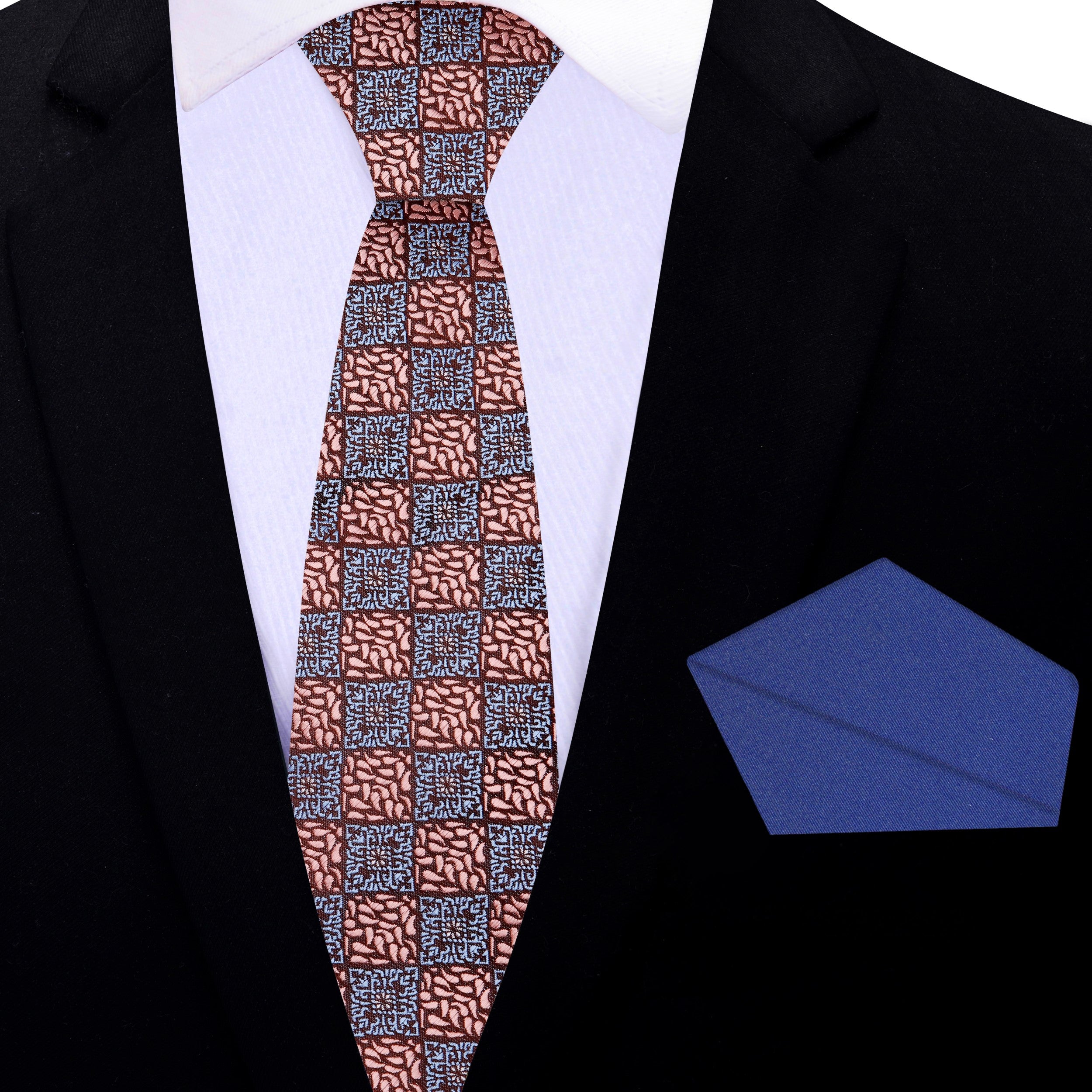 Light Blue & Rose Gold Geometric Necktie for Weddings & Business Light Blue & Rose Gold Geometric Necktie for Weddings & Business