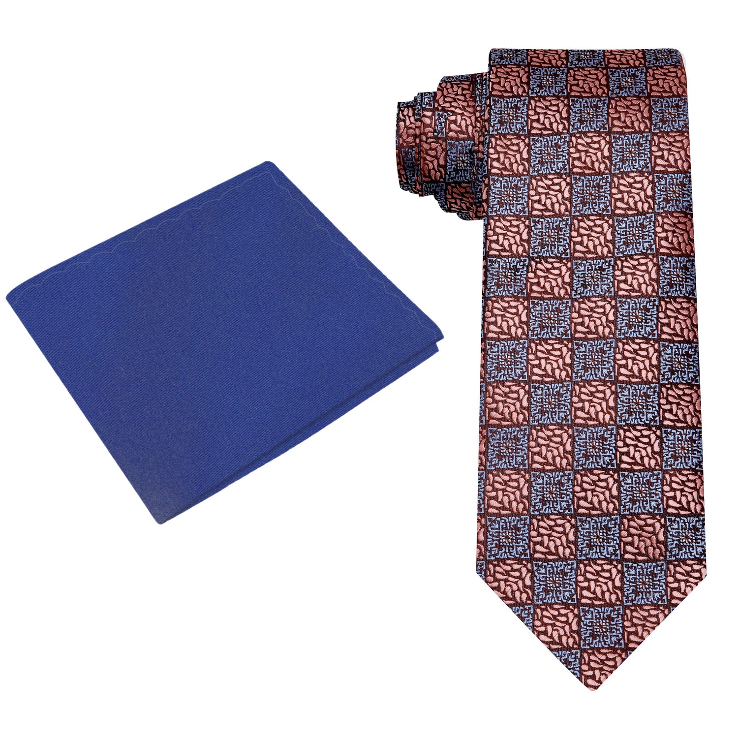Alt View: Rose Gold Geometric Necktie and Blue Square