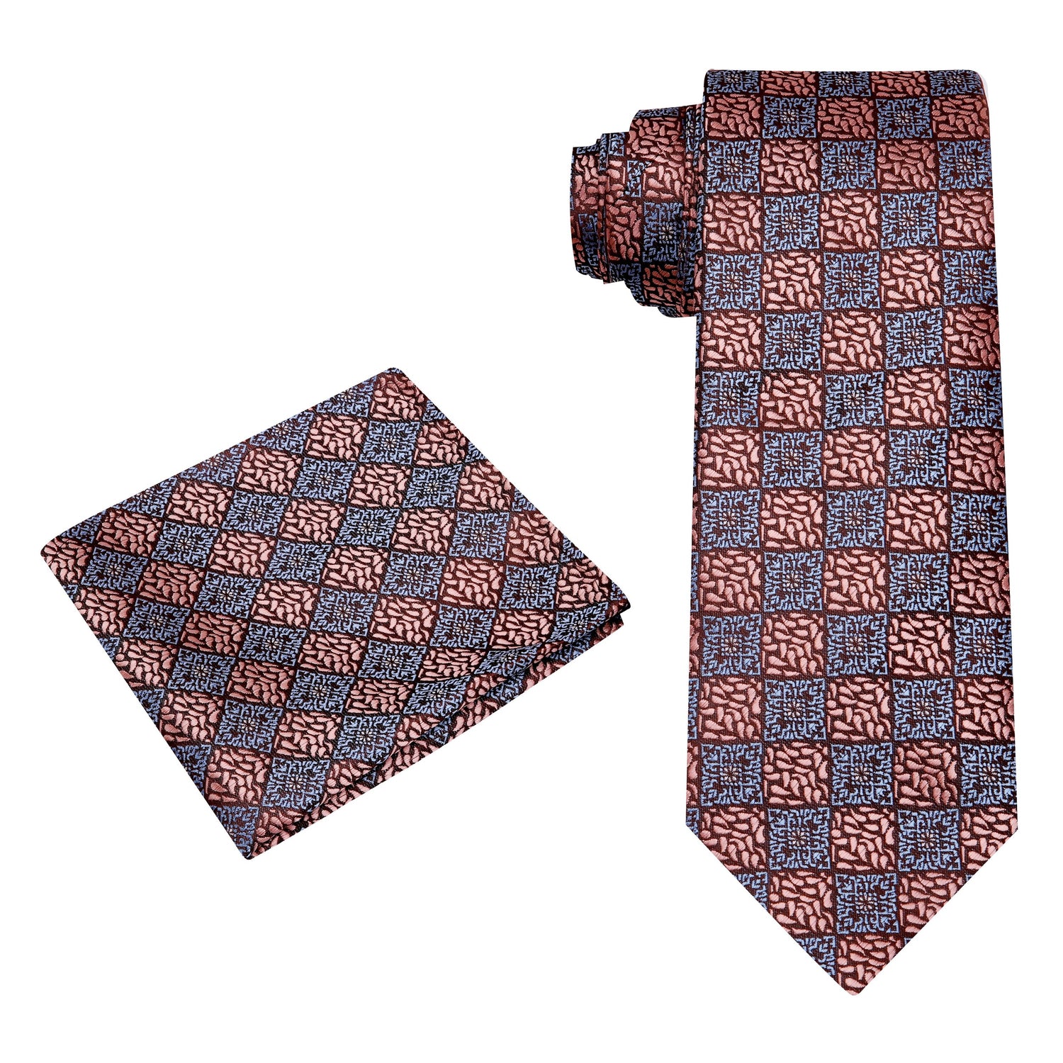 Alt View: Rose Gold Geometric Necktie and Square