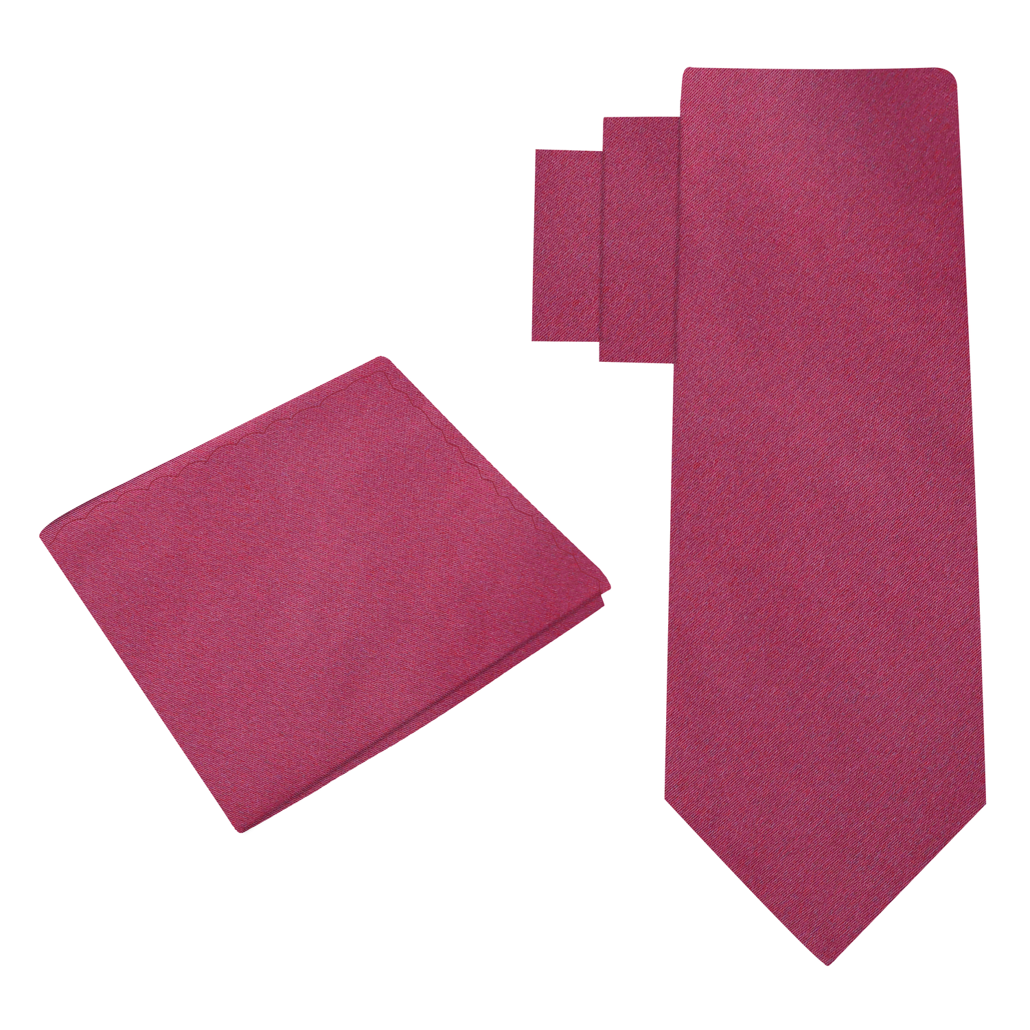 Alt View: Ruby Red Wine Solid Necktie with Matching Square