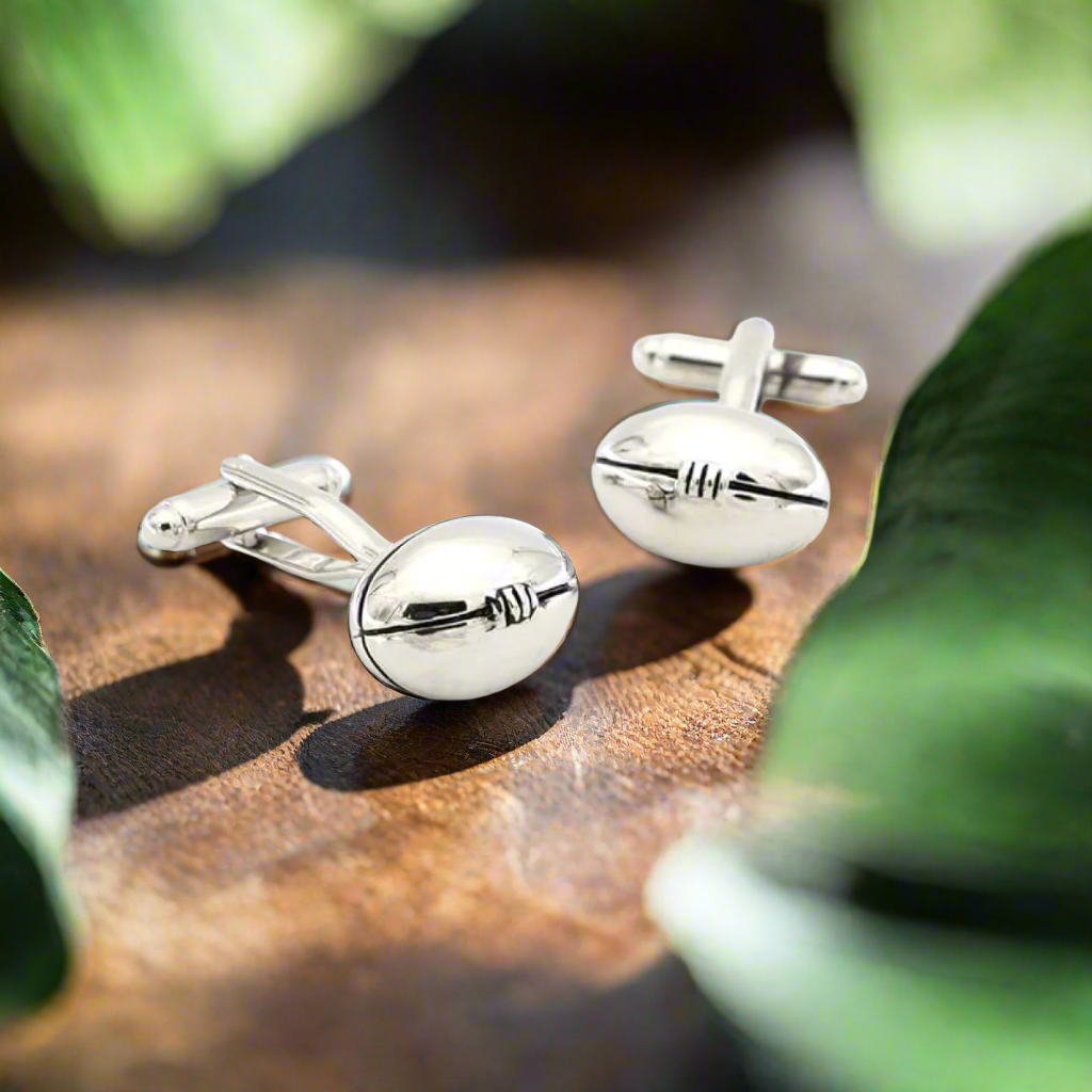 Chrome Football Cufflinks