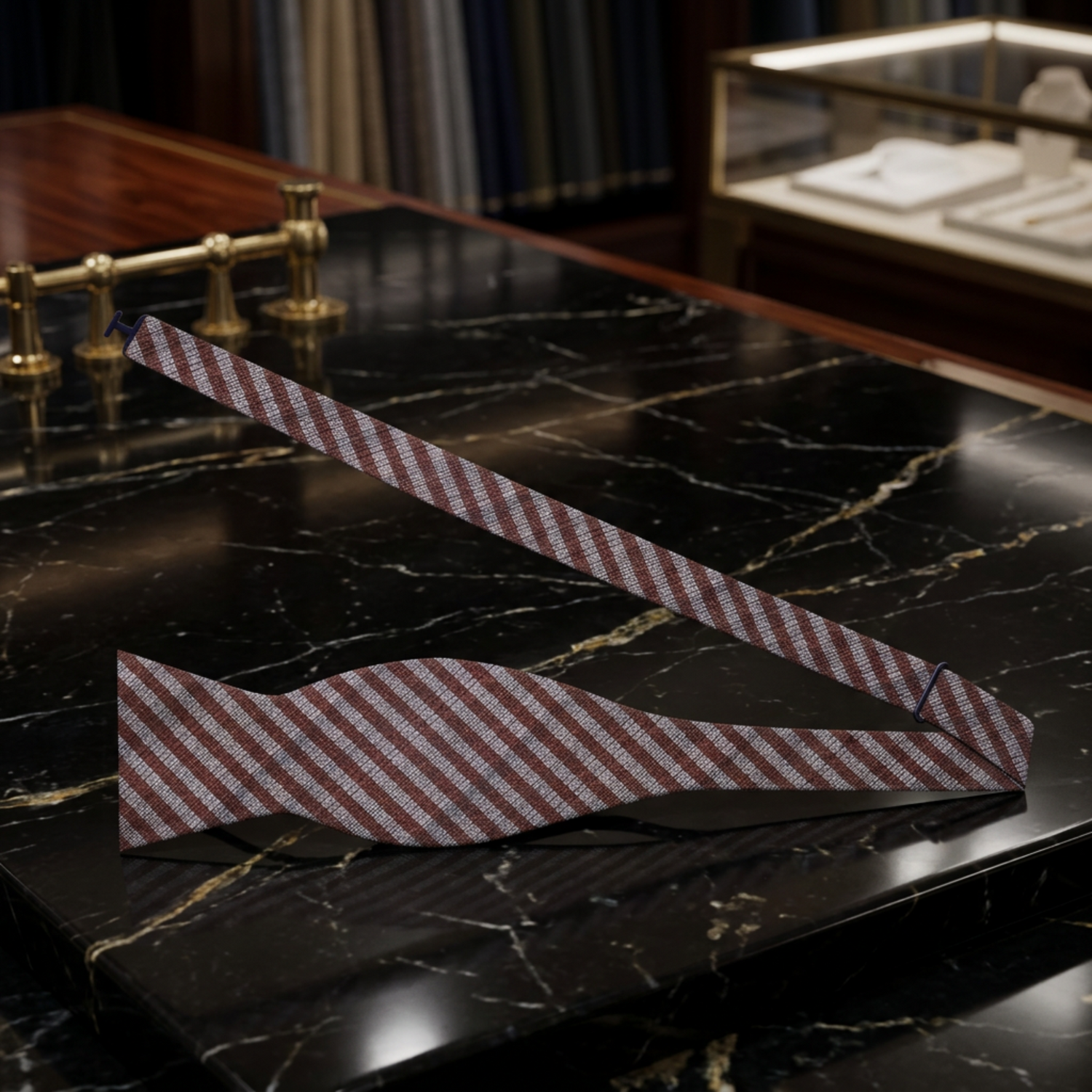 rust and grey stripe plaid bow tie 2