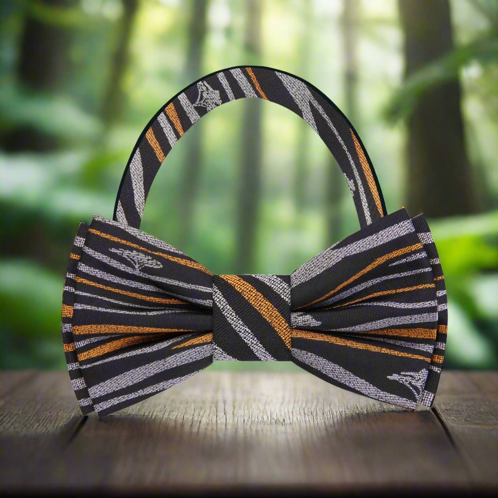 Pre Tied Black, Orange, Grey Abstract Bow Tie