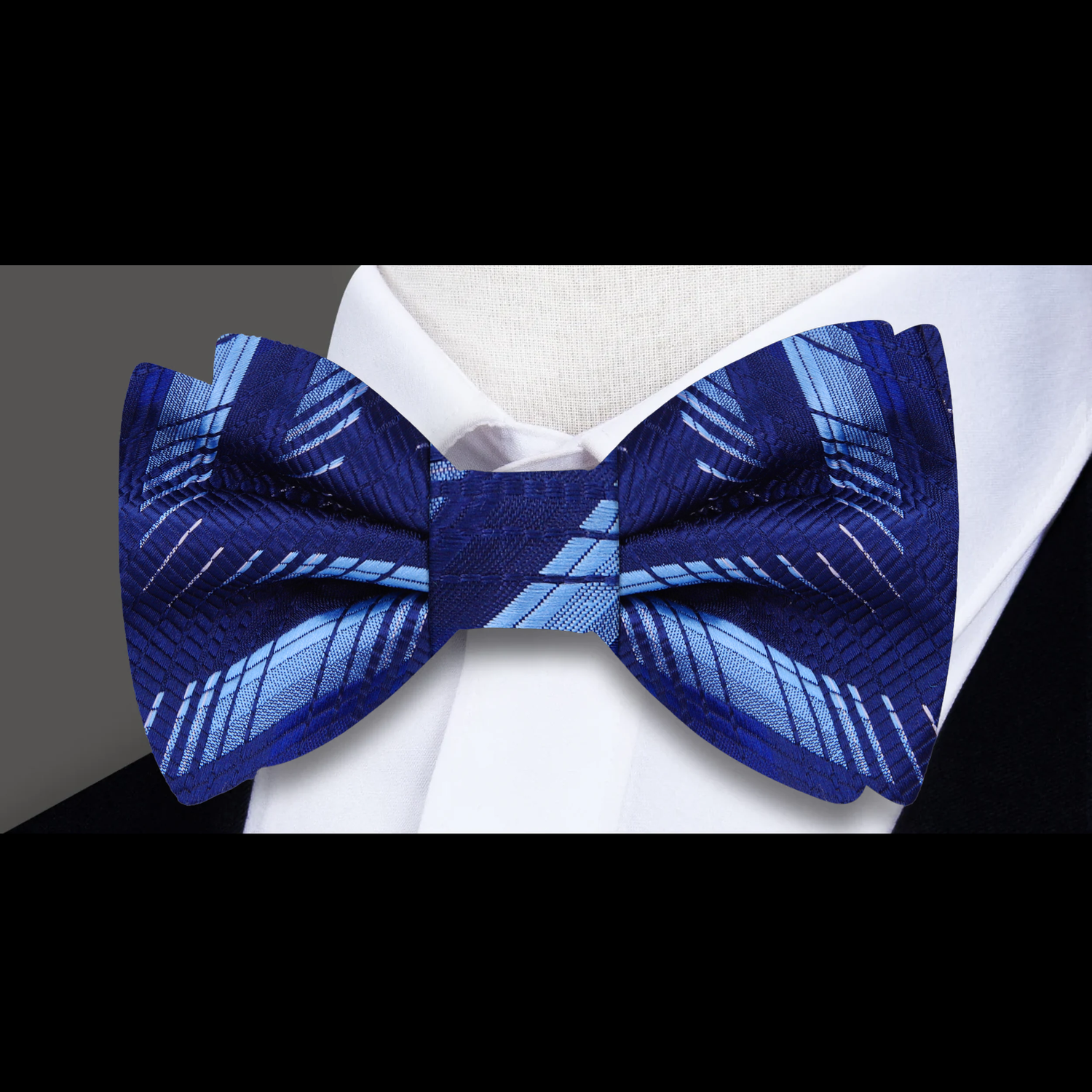 Blue, Light Blue Abstract Bow Tie Self Tie