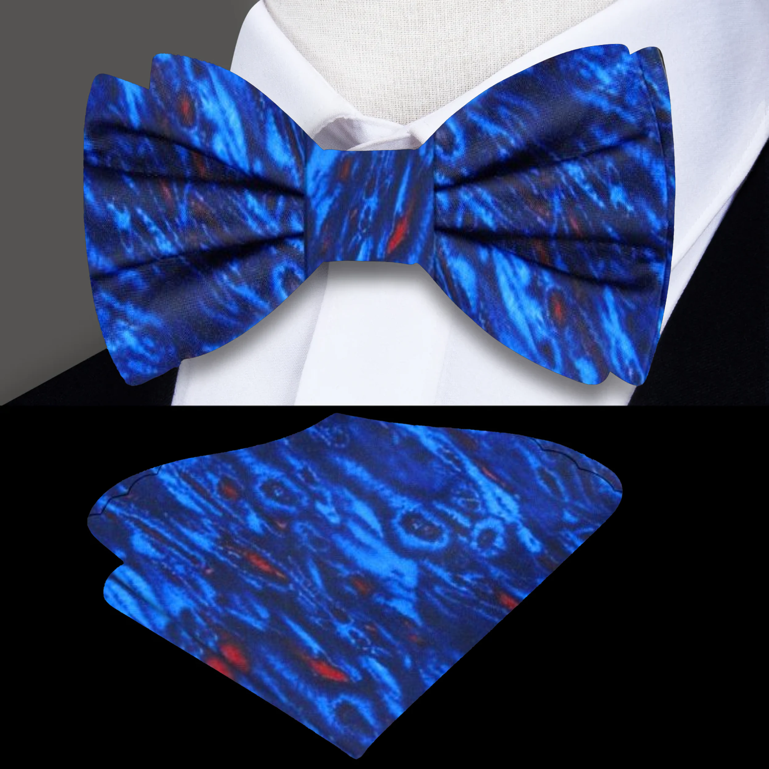 Blue, Red Abstract Bow Tie||Blue, Red