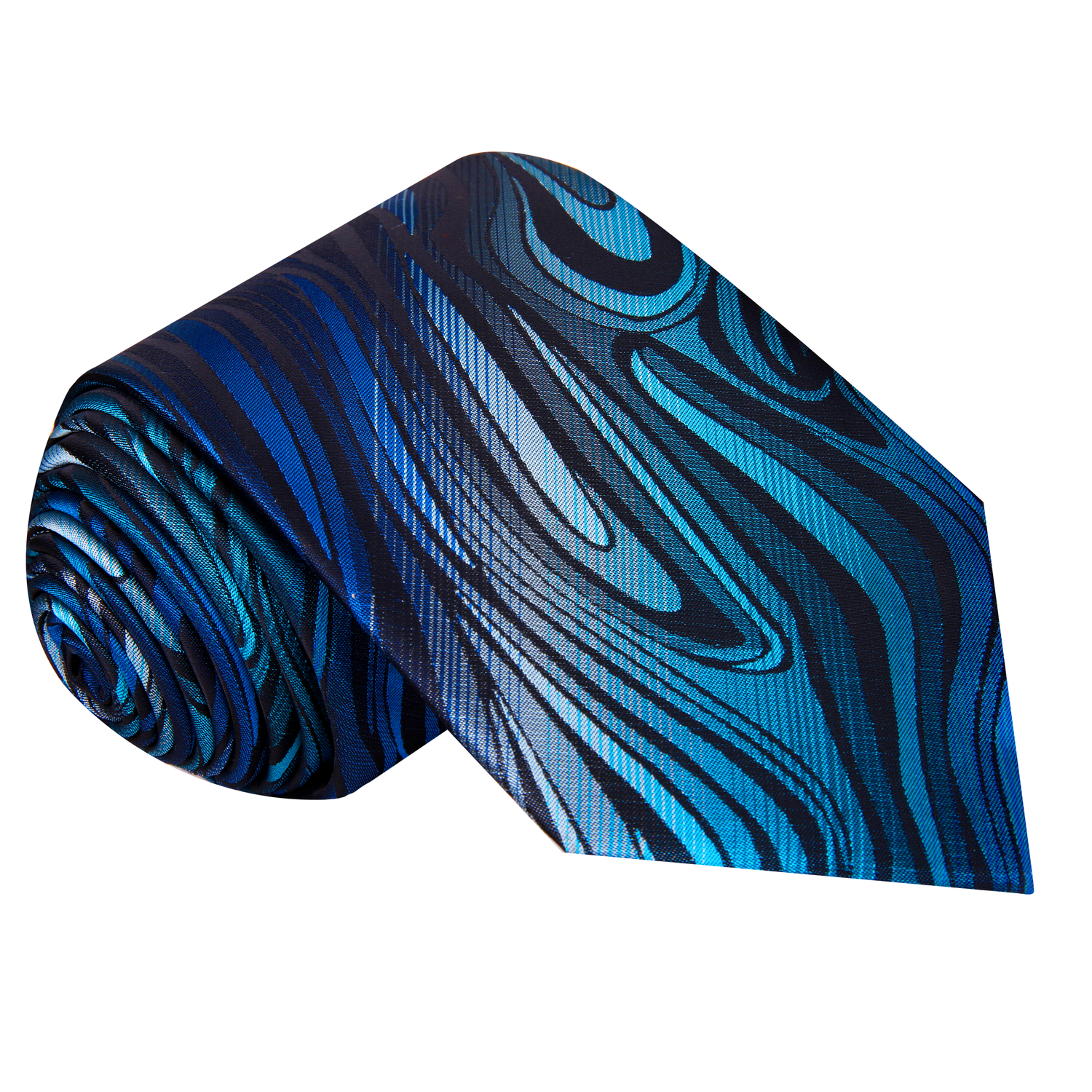 Single Tie: Shades of Blue and Grey Abstract Fire Necktie 