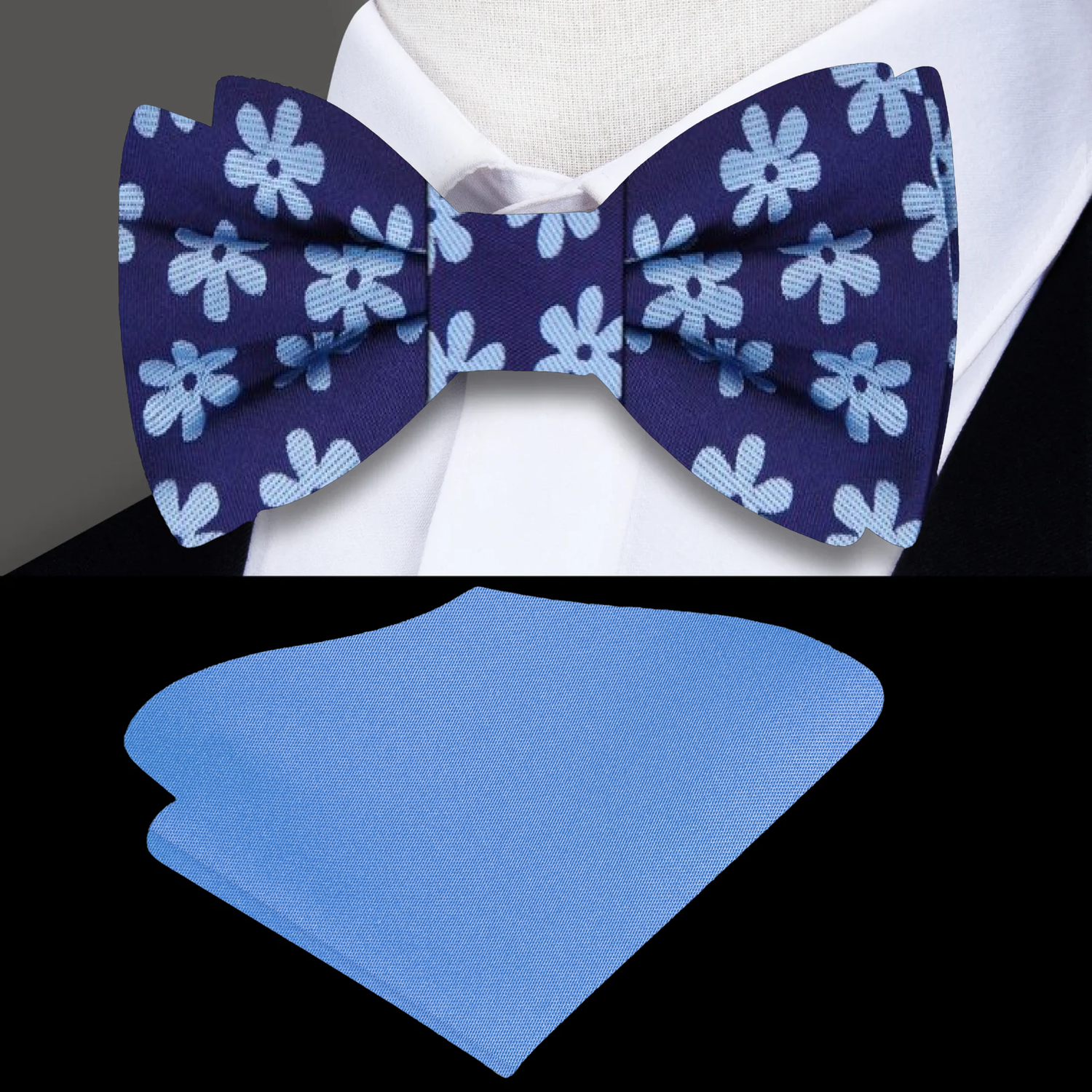 Blue Daisies Bow Tie and Accenting Square