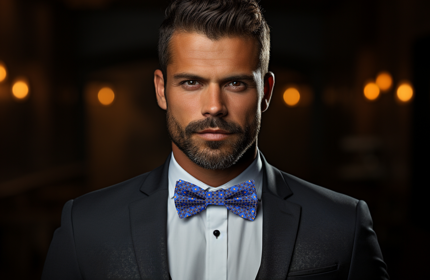 Shades of Blue Geometric Blocks Bow Tie and Square on Model