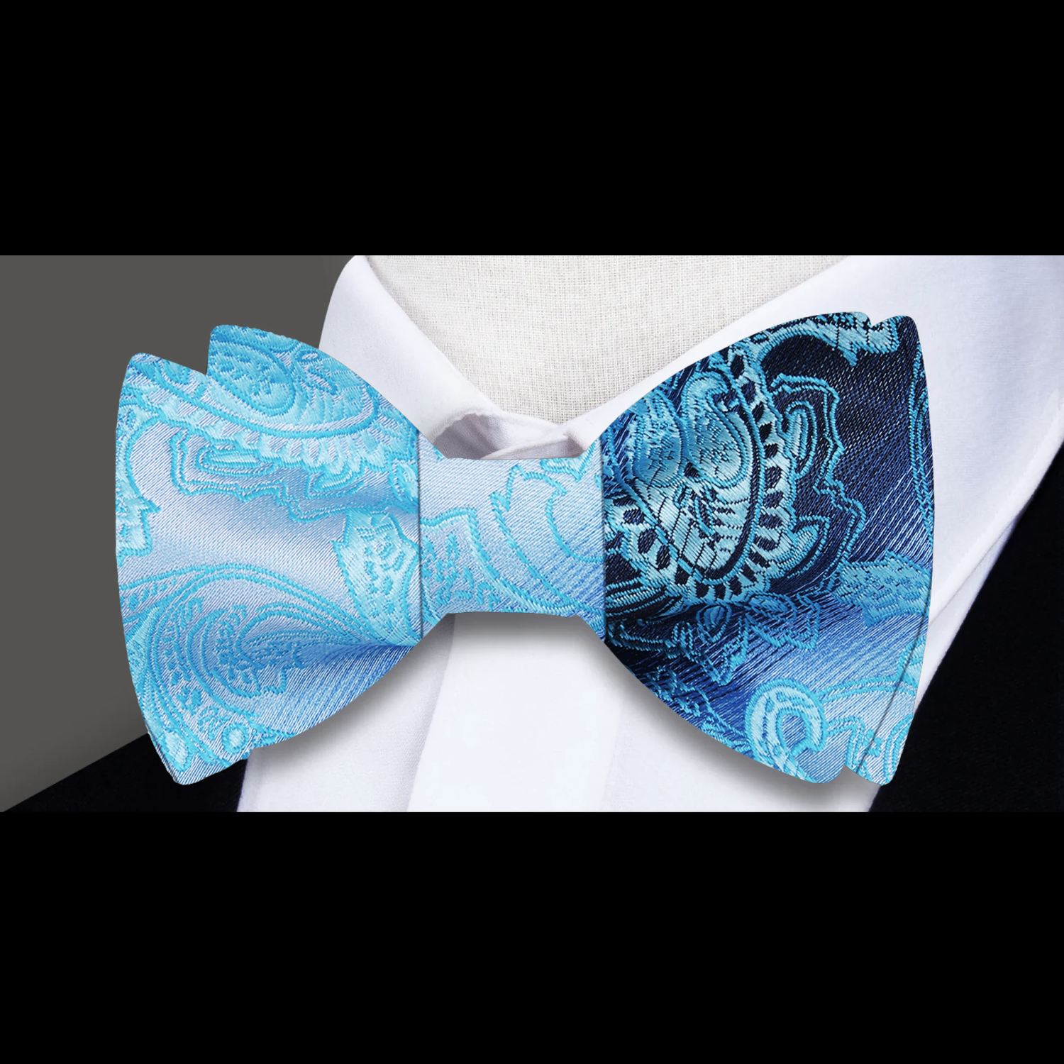 Shades of Blue Paisley Bow Tie  