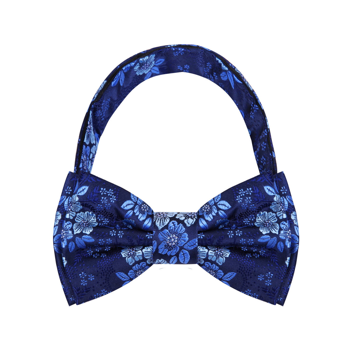 Blue, Light Blue Floral Bow Tie Pre Tied