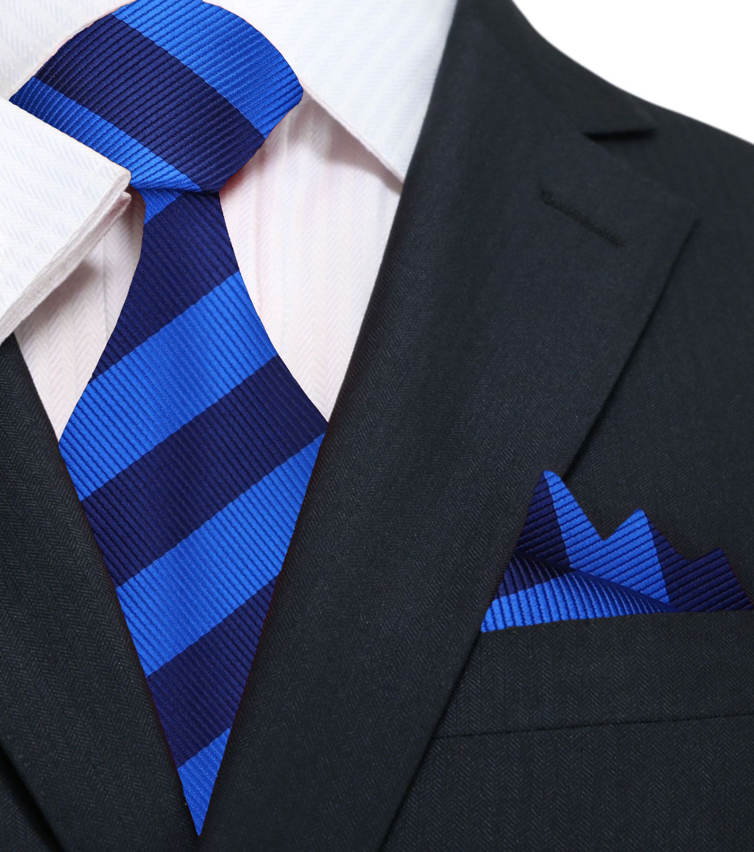 A Blue, Dark Blue Stripe Pattern Silk Necktie