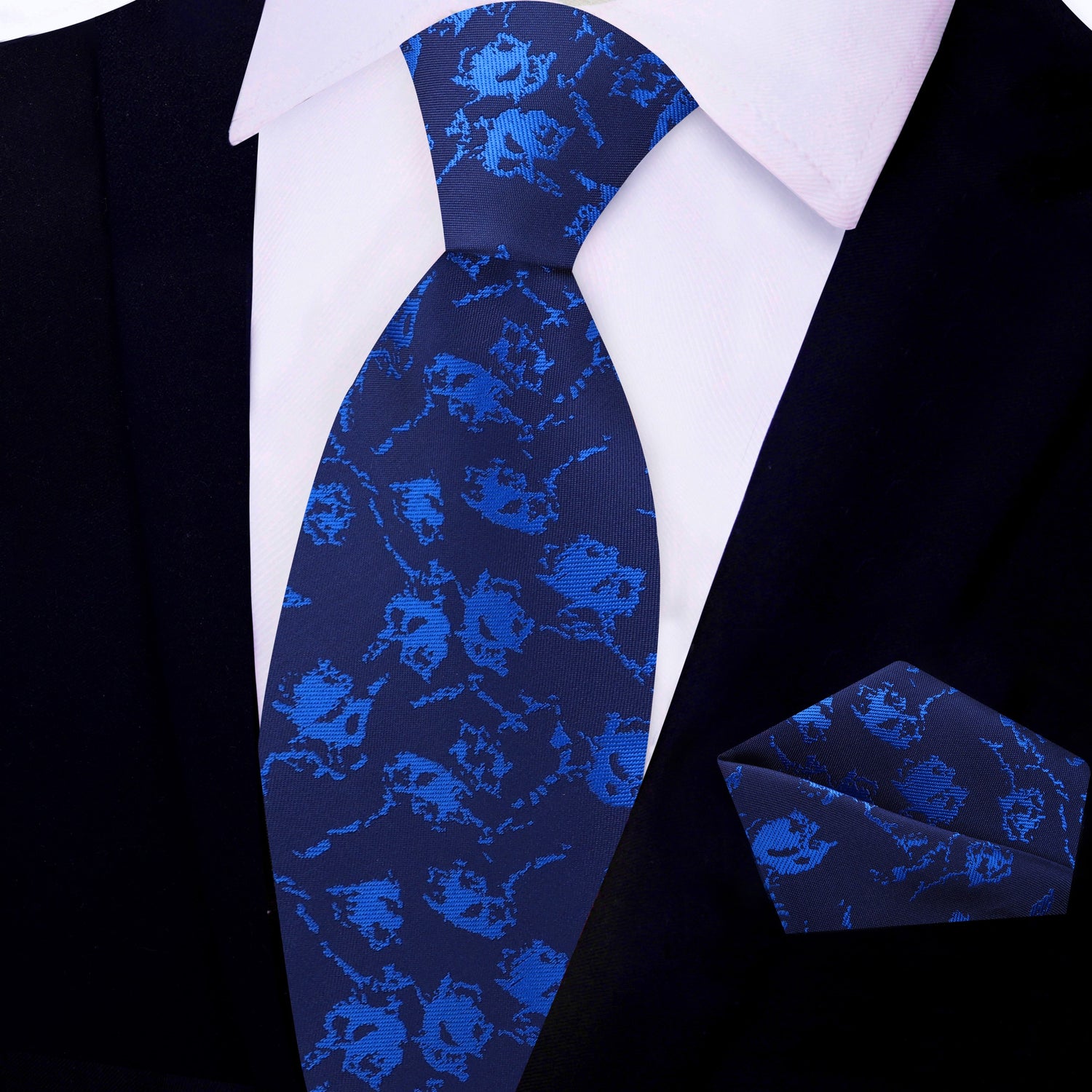 View 2: Blue Abstract Tie and Matching Square