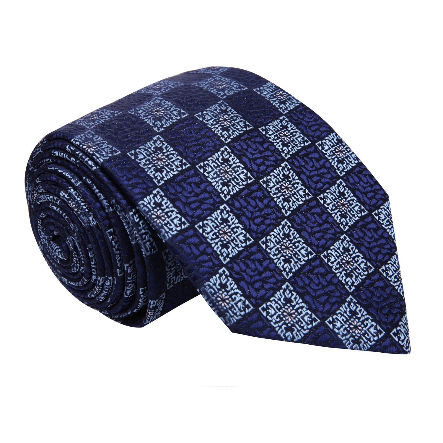 Shades of Blue Geometric Necktie 