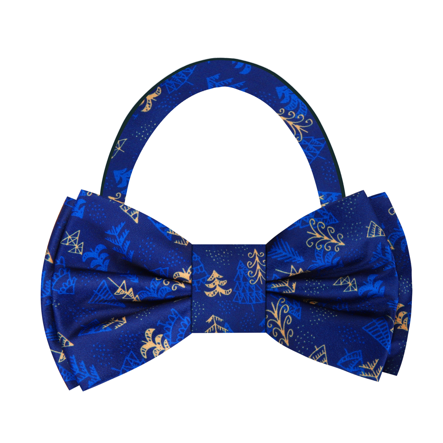 Shades of Blue and Gold Christmas Forest Bow Tie Pre Tied