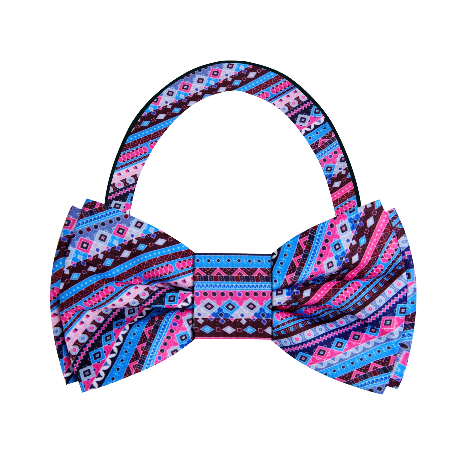 Shades of Blue and Pink Panoramic Bow Tie Pre Tied