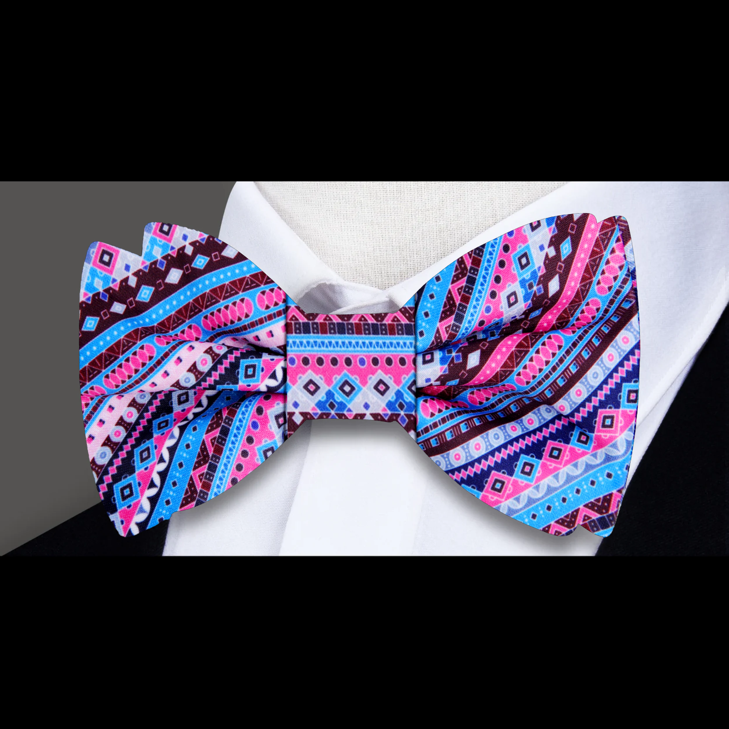 Shades of Blue and Pink Panoramic Bow Tie