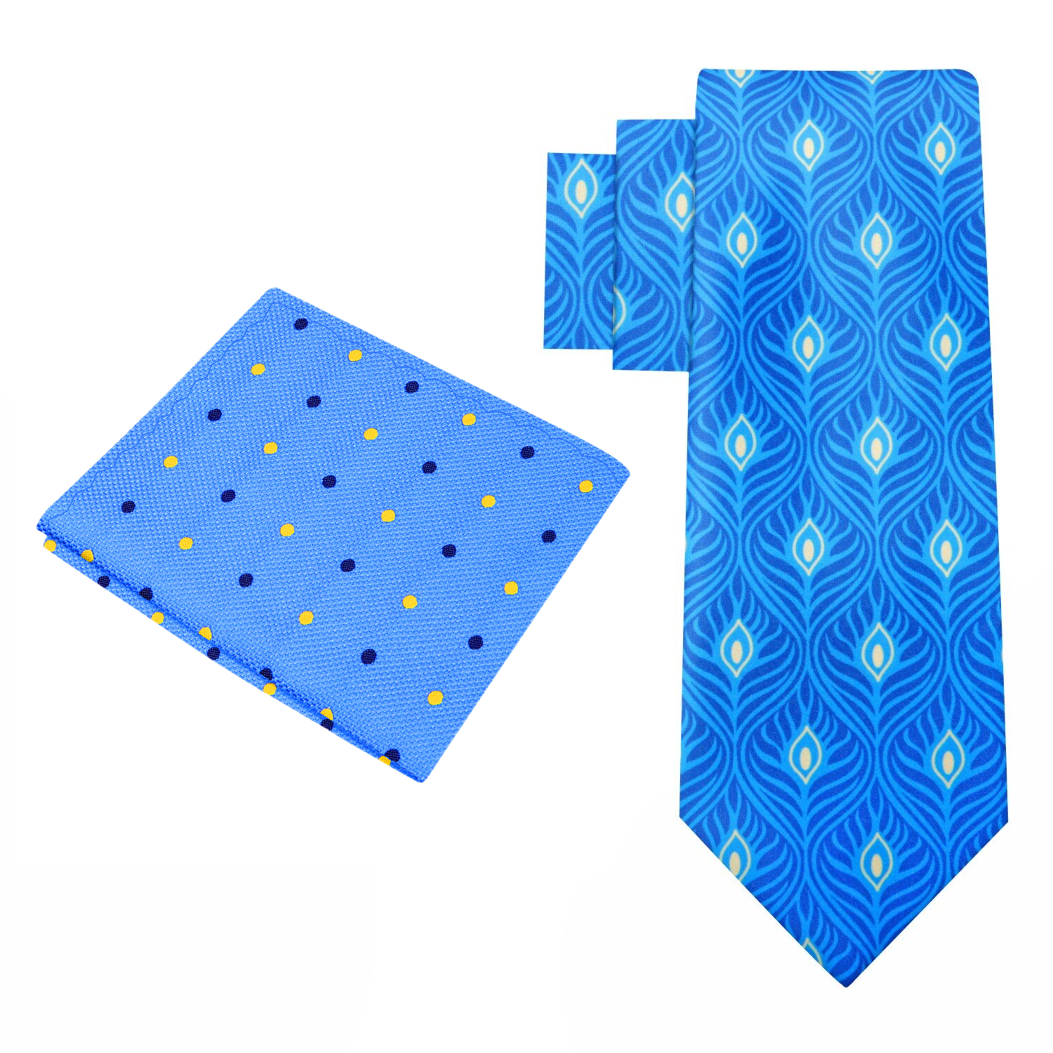 Blue Yellow Abstract Necktie and Accenting Square 2