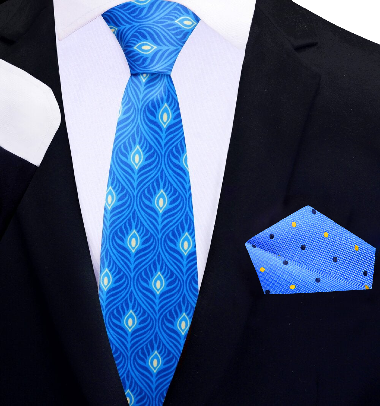 2: Blue Yellow Abstract Necktie and Accenting Square