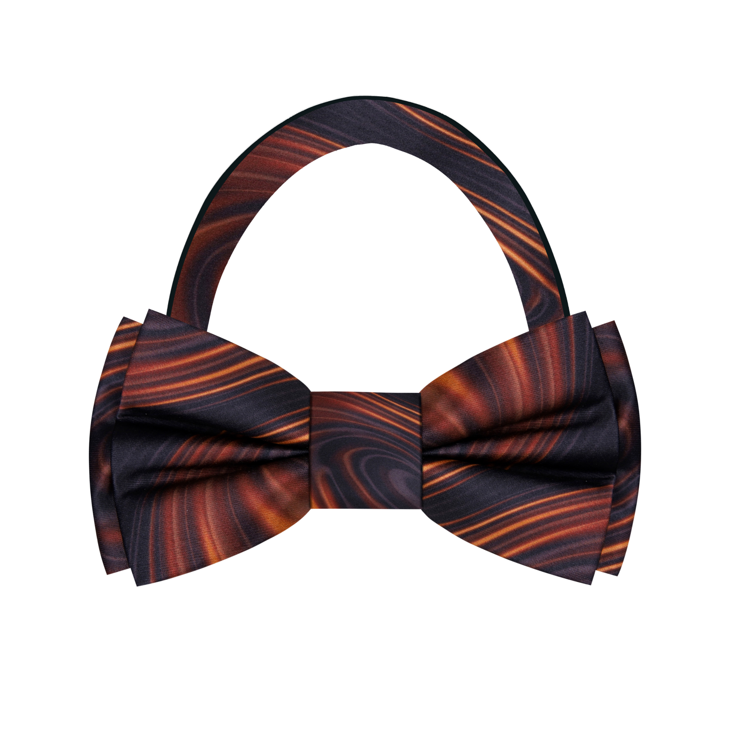 A Rich Caramel Swirl Pattern Silk Bow Tie Pre Tied