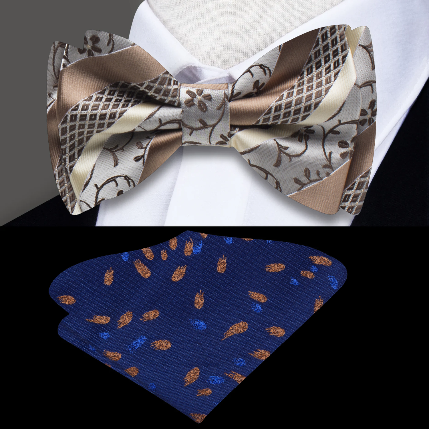 Shades of Brown Sweetbrier Vine Bow Tie and Accenting Square