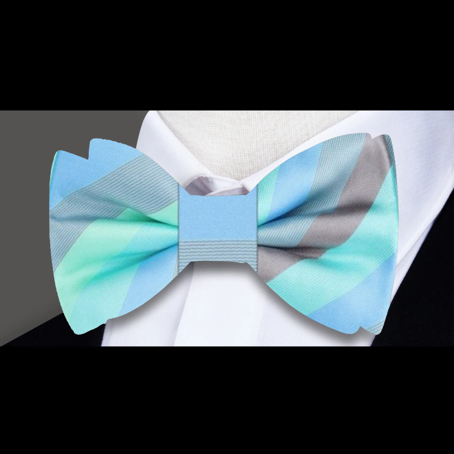 Blue Stripe Bow Tie||Blue, Green