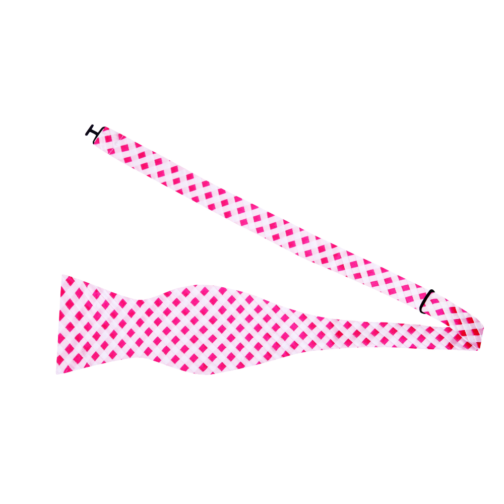 Light Pink, Pink Check Bow Tie Self Tie