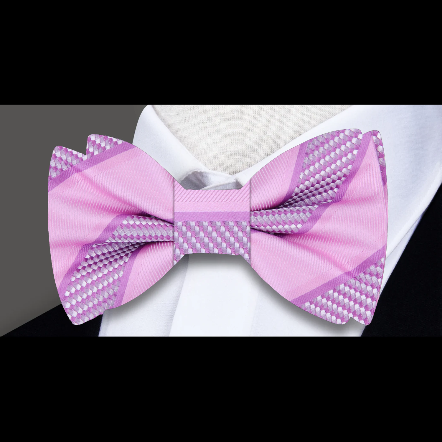Pink Stripe Bow Tie  