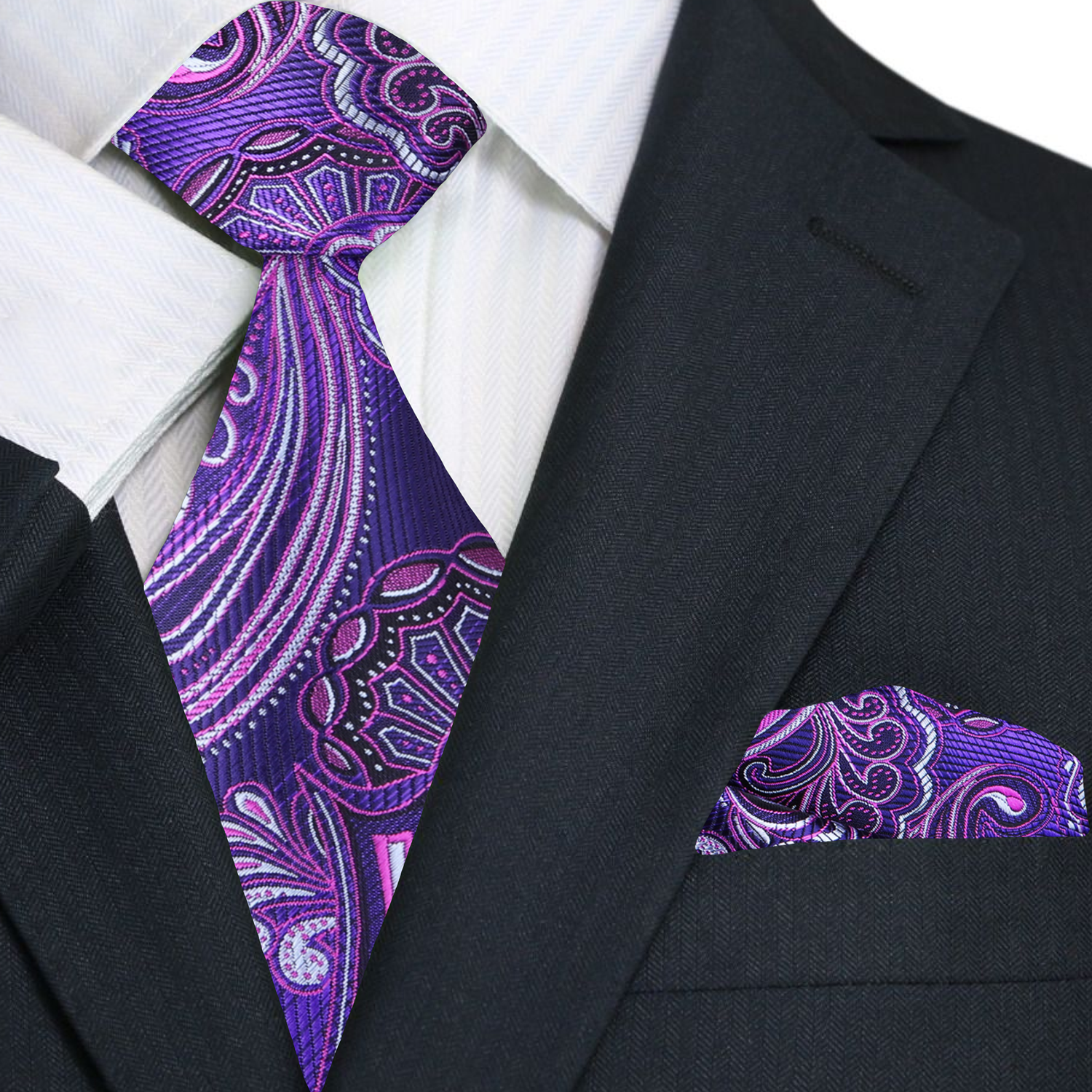 Shades of Purple Paisley Necktie and Square