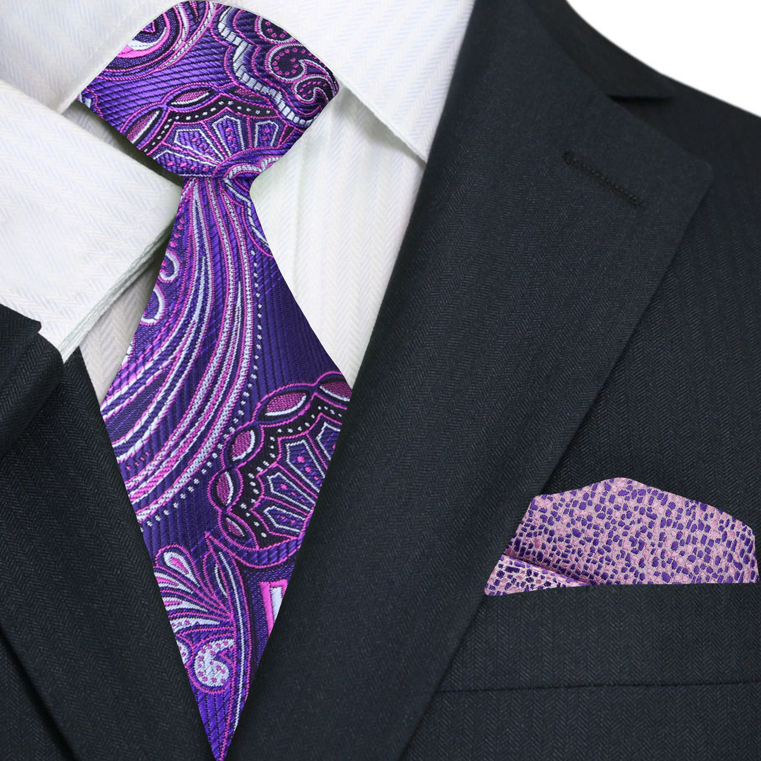 Shades of Purple Paisley Necktie and accenting Square