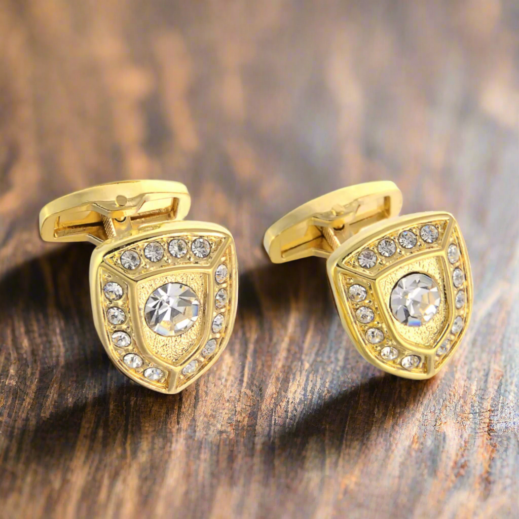 Gold Color Clear stone Cufflinks