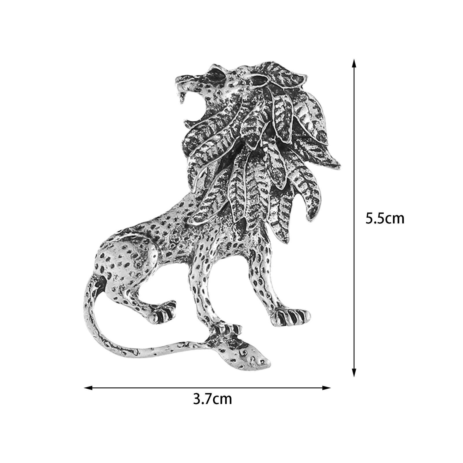 Silver Lion Brooch Dimensions