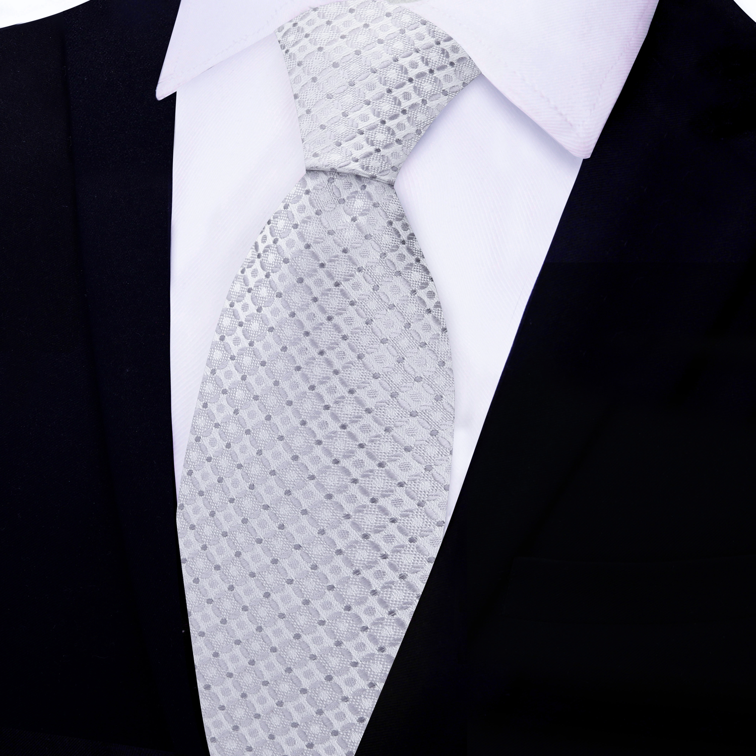 View 4: Silver Geometric Necktie 
