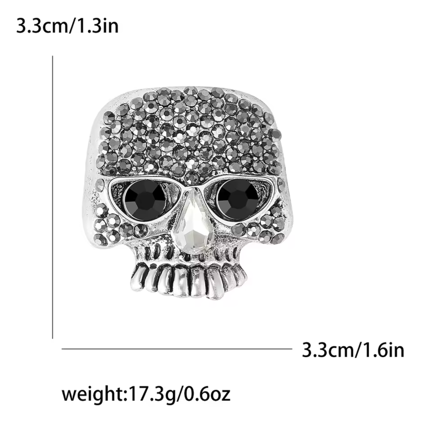 Silver Skull Lapel Pin Dimensions