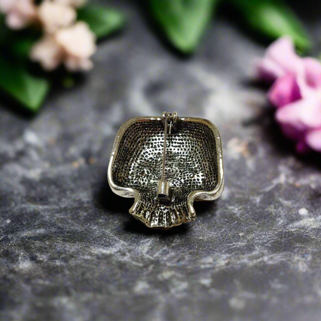Silver Skull Lapel Pin Back 