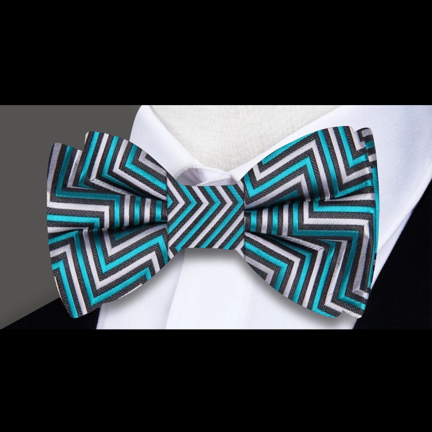 Teal Grey Razorback Bow Tie