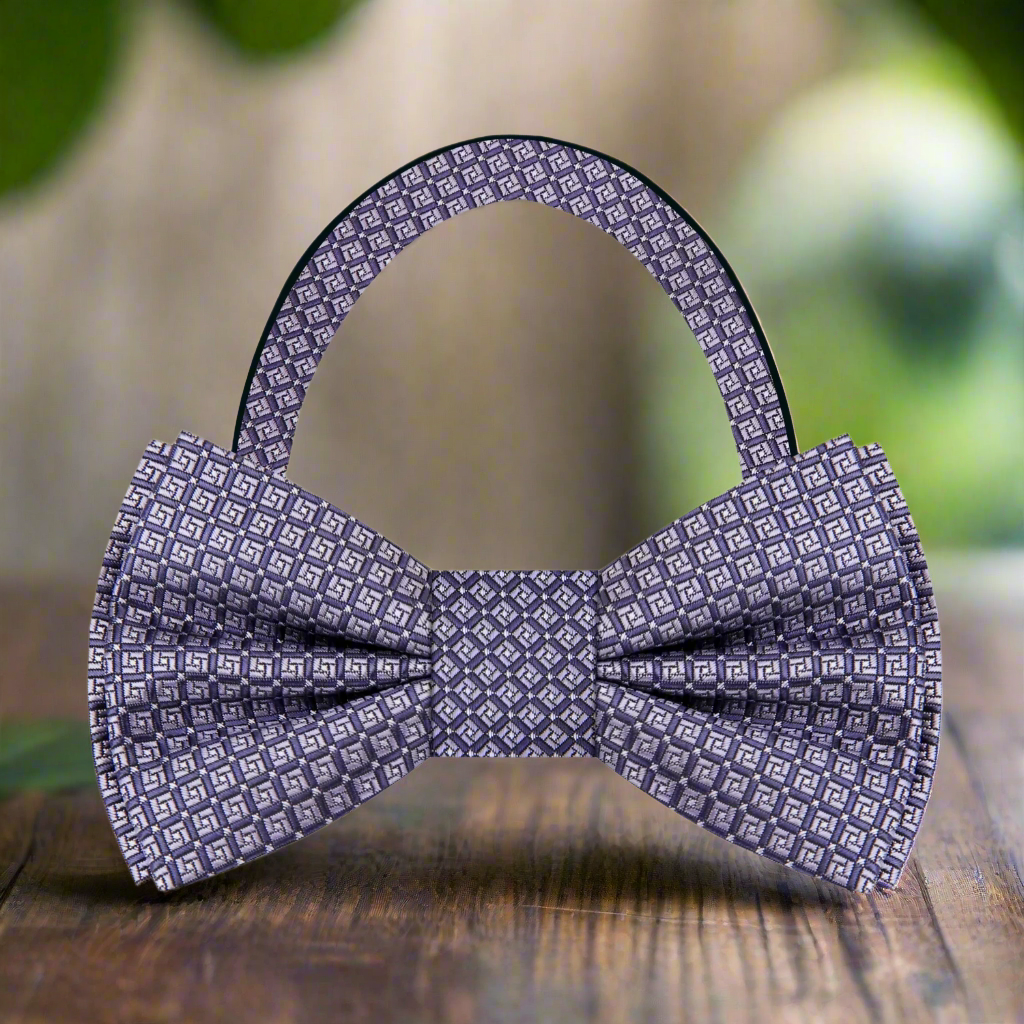 Gun Metal Grey Geometric Bow Tie 