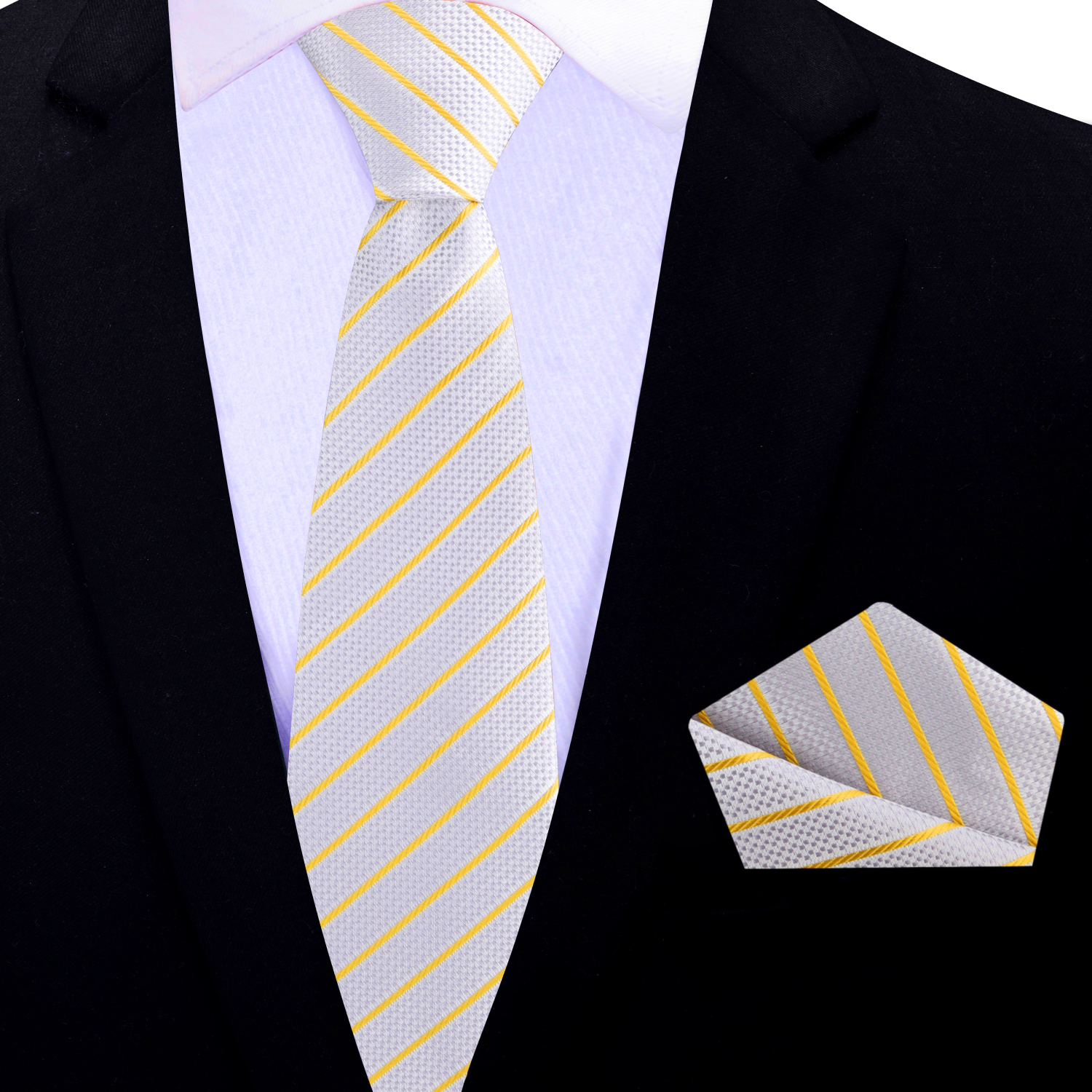 white dress shirt with gold tie Silver & Pinstripe Necktie women