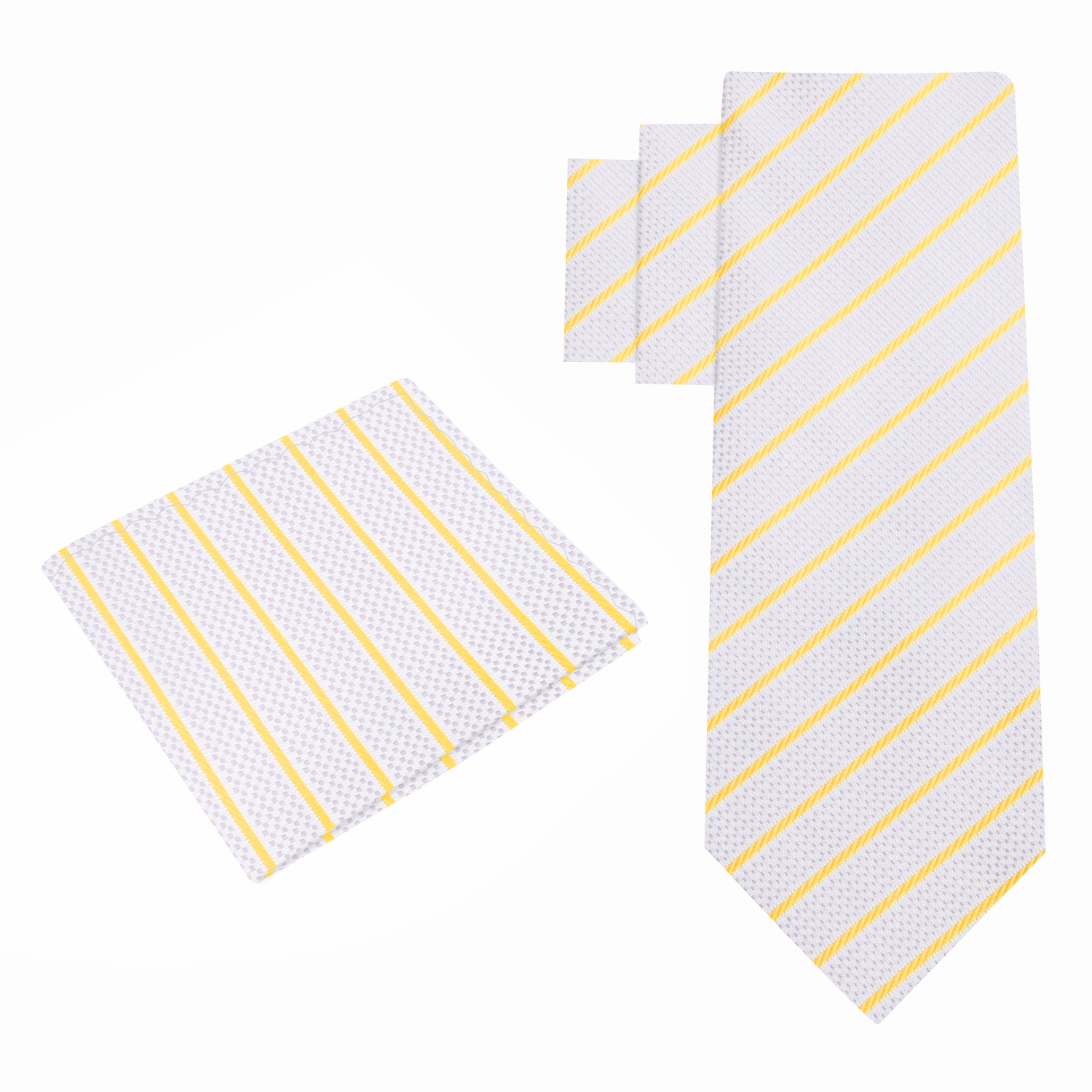 Alt View: Silver and Gold Pinstripe Necktie and Square