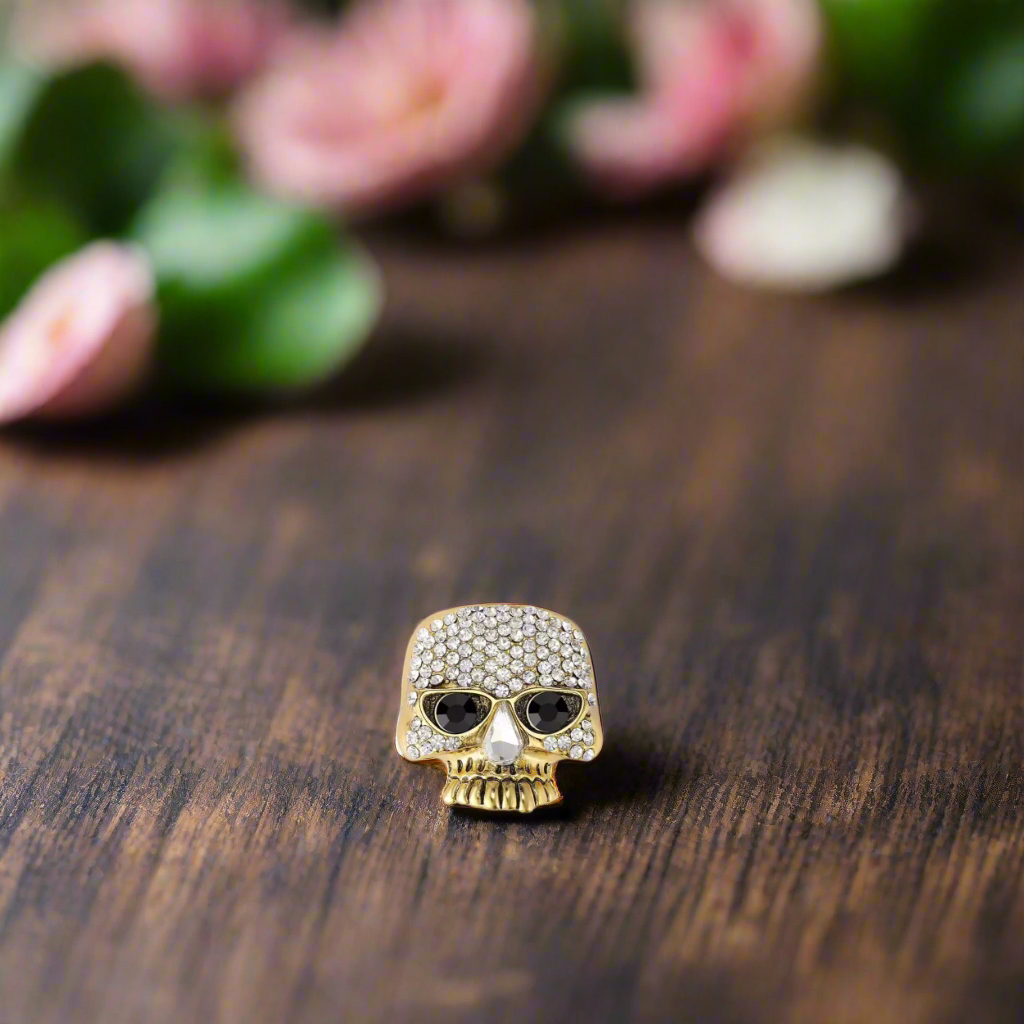 Main Gold Color Skull Glasses Lapel Pin