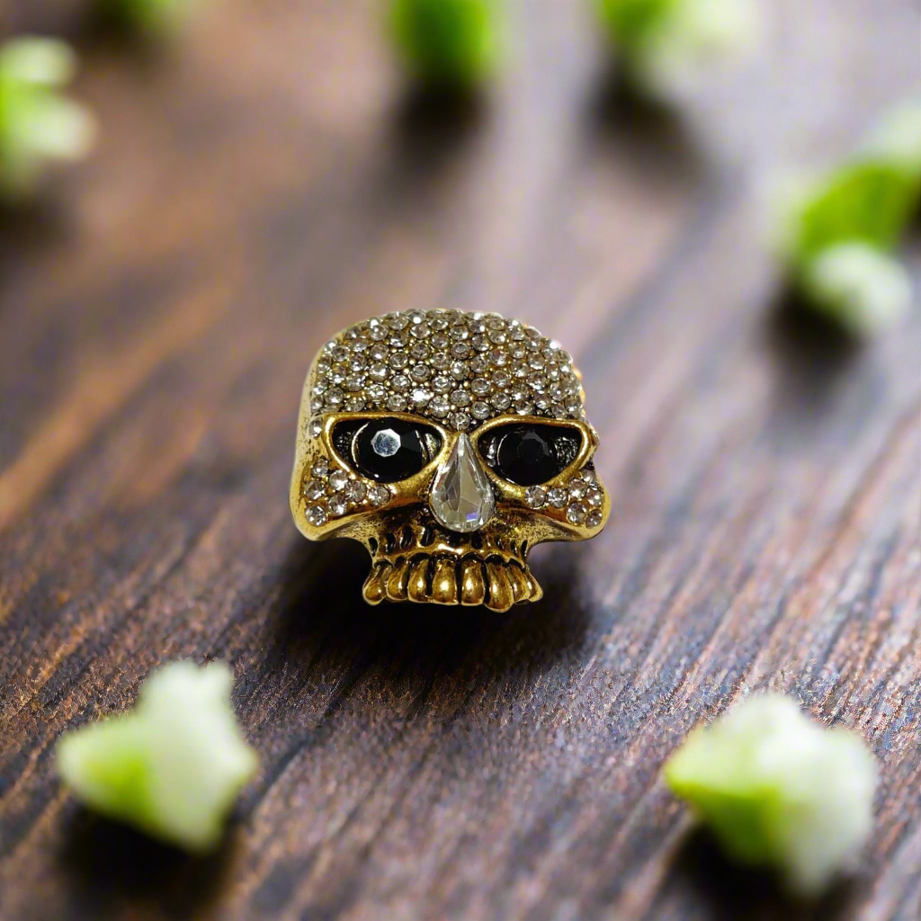 View 2 Gold Color Skull Glasses Lapel Pin