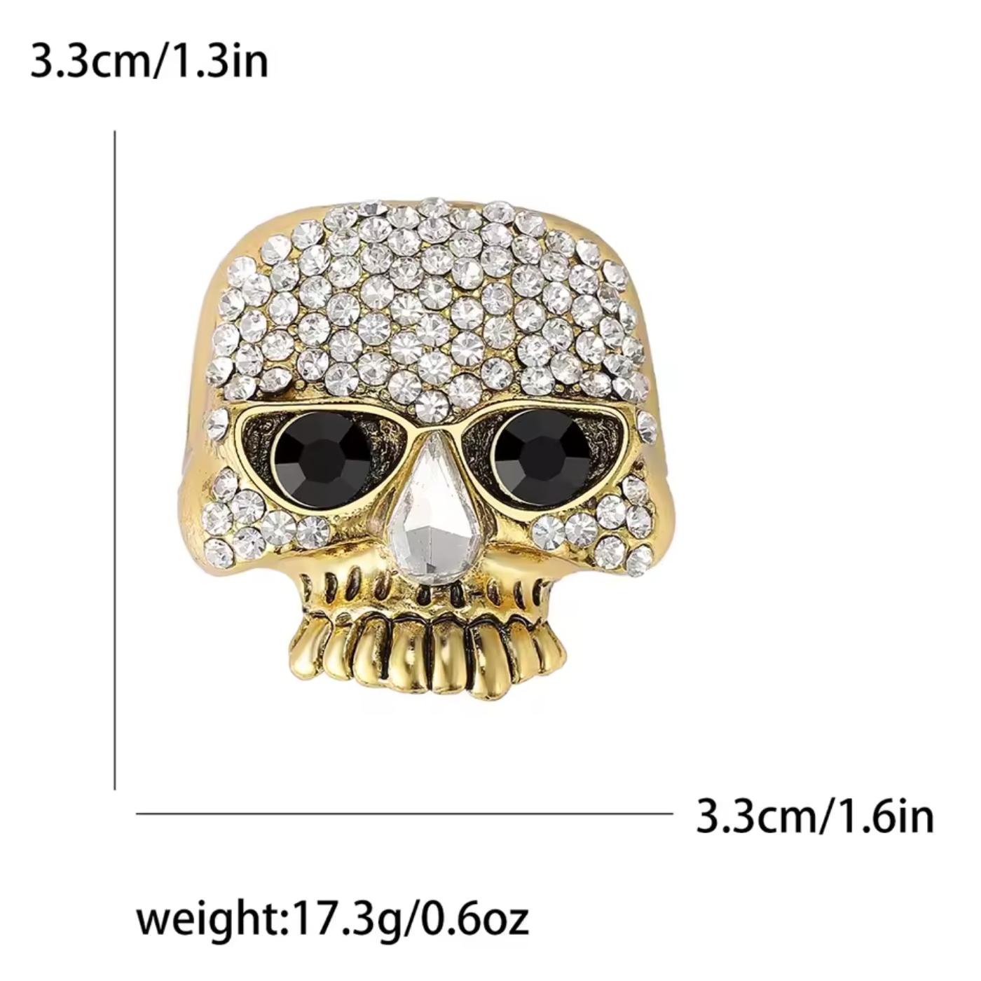 Dimensions Gold Color Skull Glasses Lapel Pin