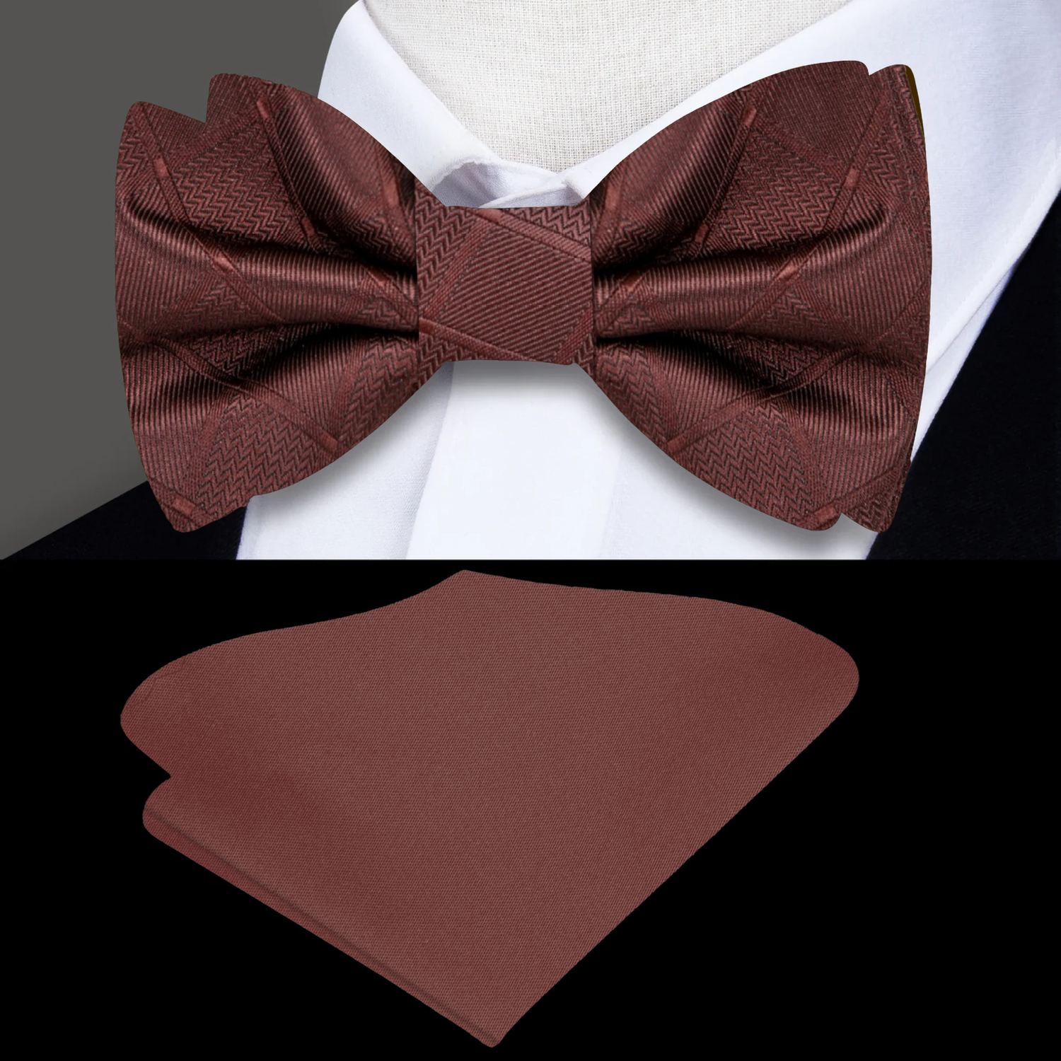 Brown Squares Bow Tie and Accenting Brown Square