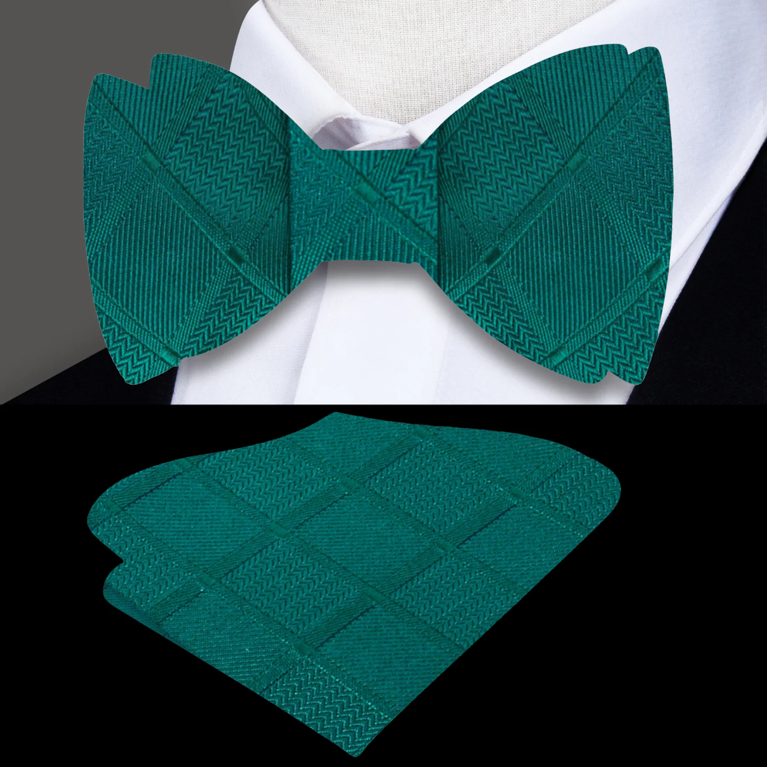 Green Squares Bow Tie and  Square