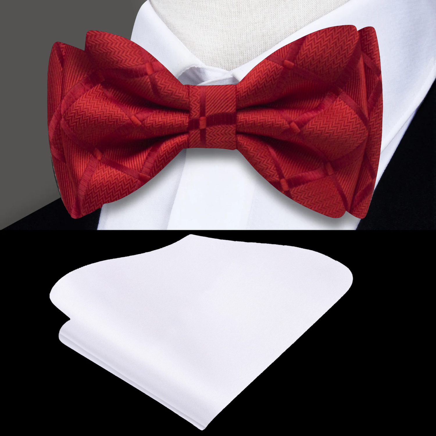 Red Squares Bow Tie and Accenting White Square