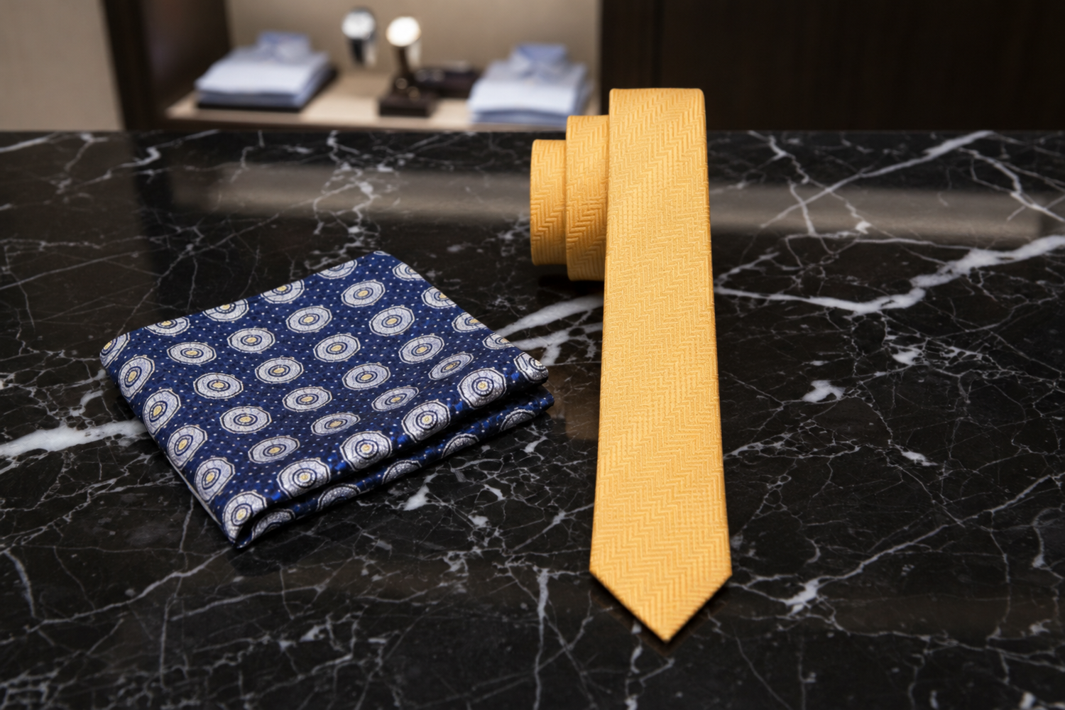 Alt Dandelion Yellow Necktie and Accenting Square Thin