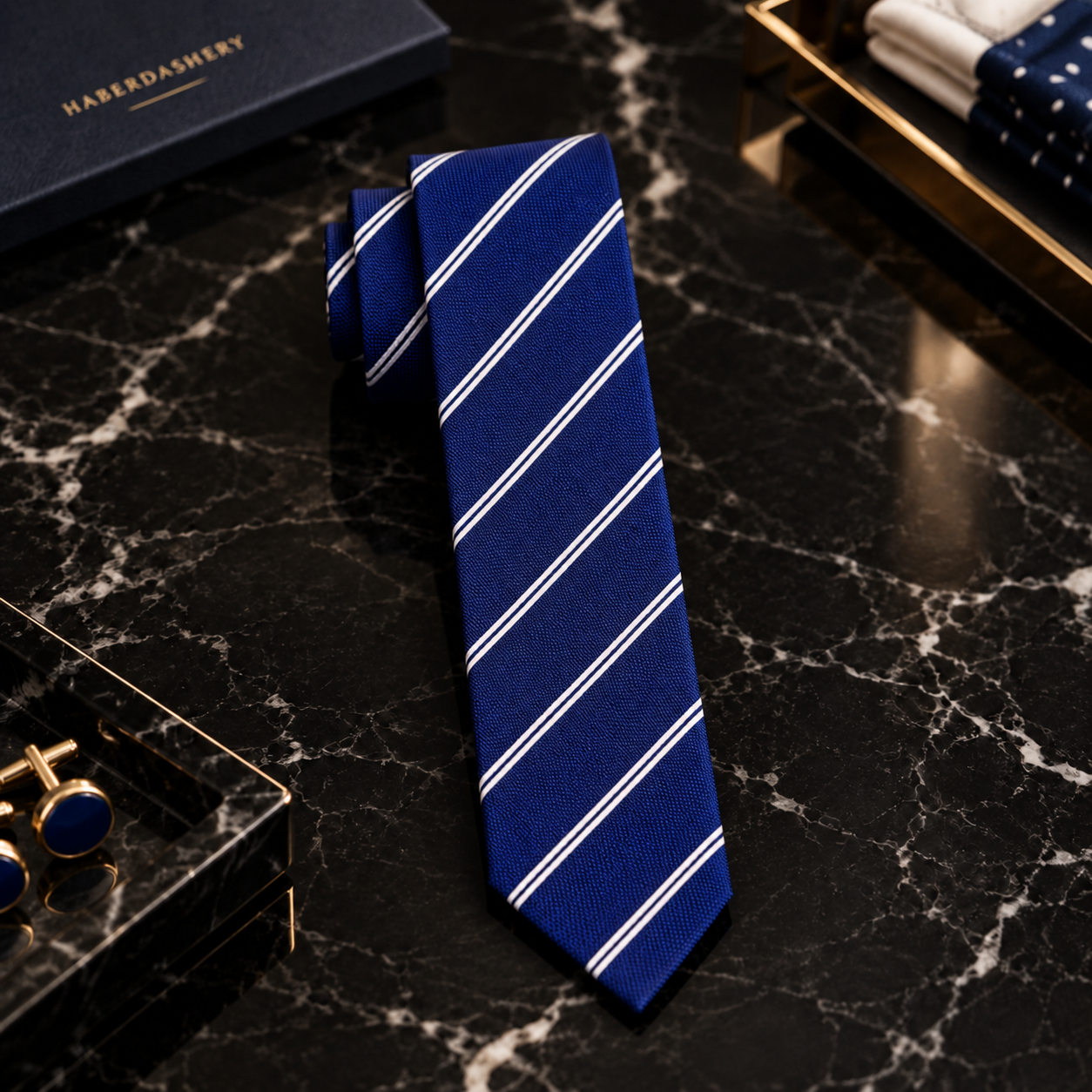 Thin Blue with White Stripes Tie