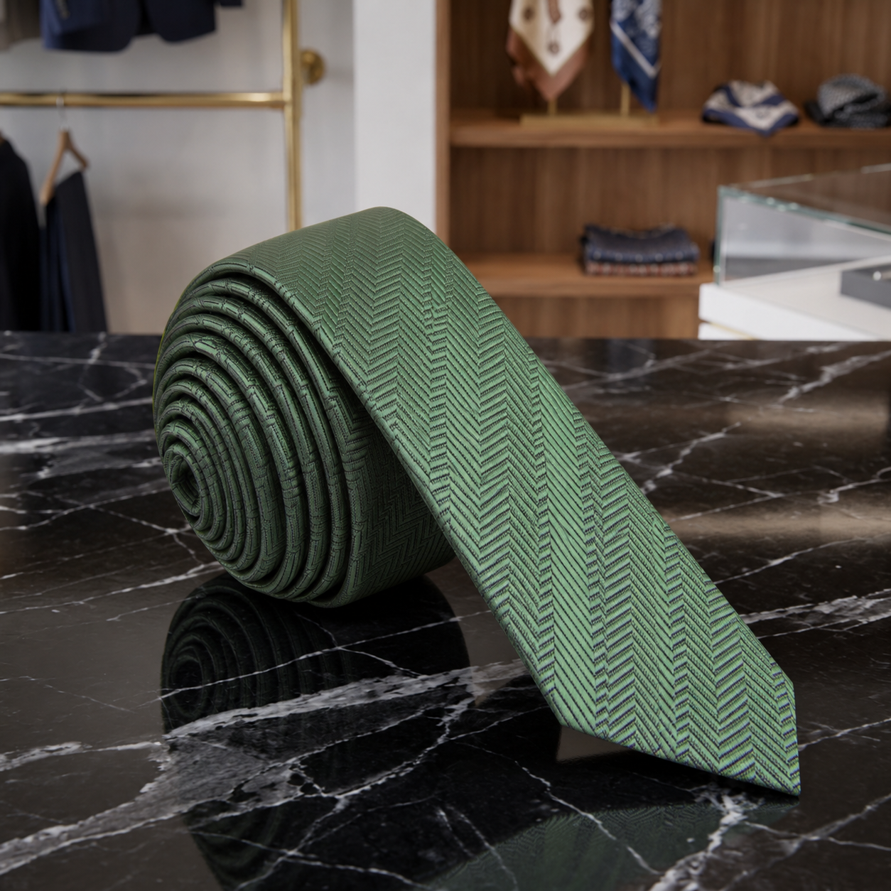 juniper Green Thin Tie