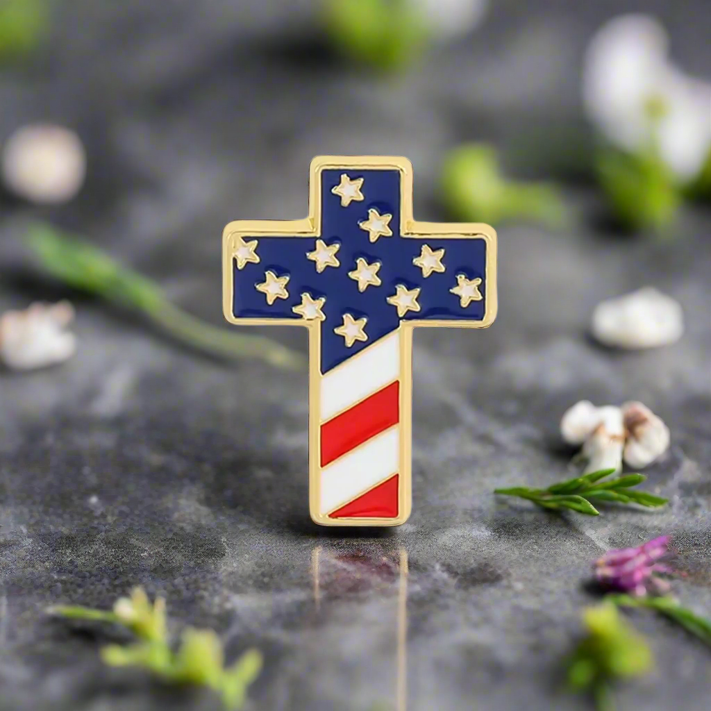 Red, White, Blue Cross Flag Lapel Pin