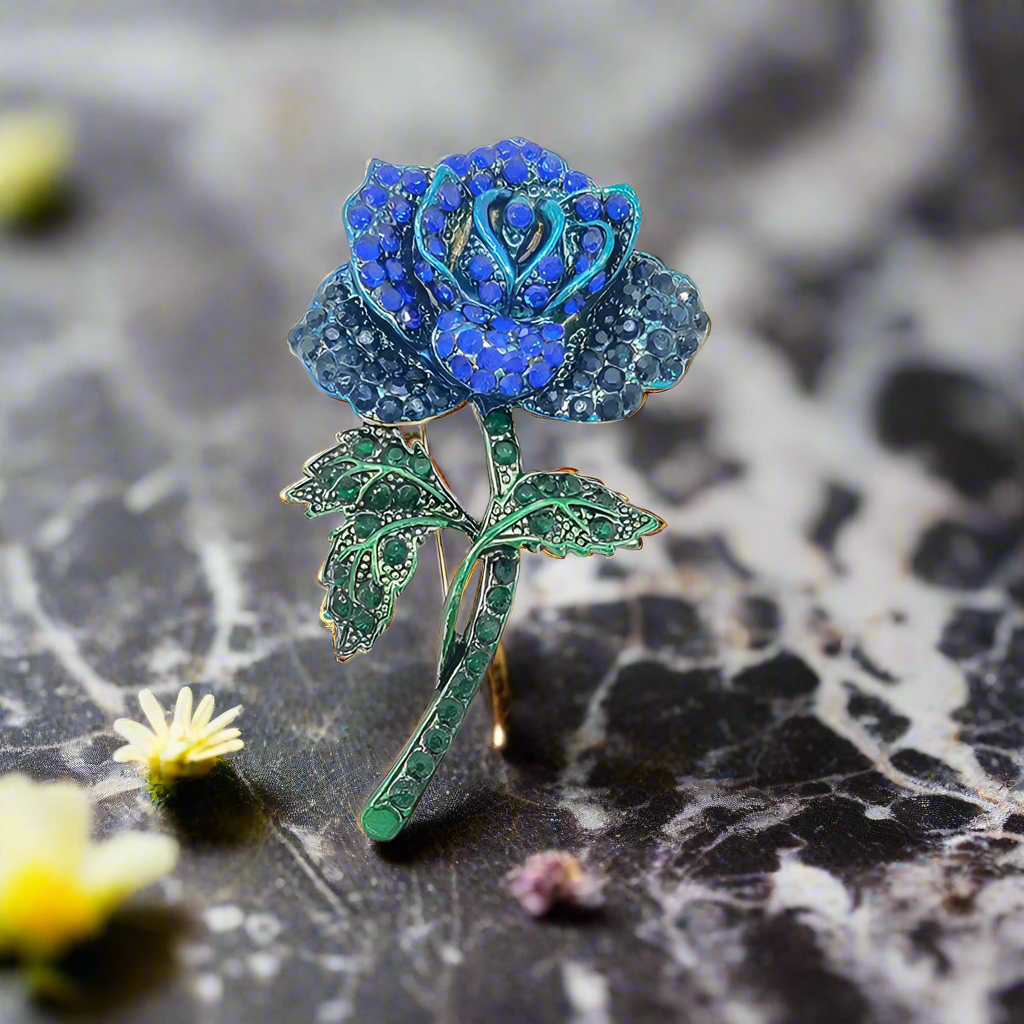 Green and Blue Rose Lapel Pin