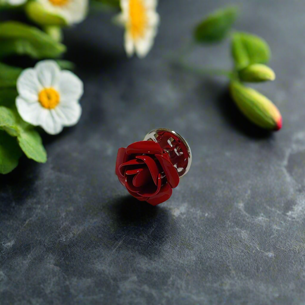 Red Rose Lapel Pin